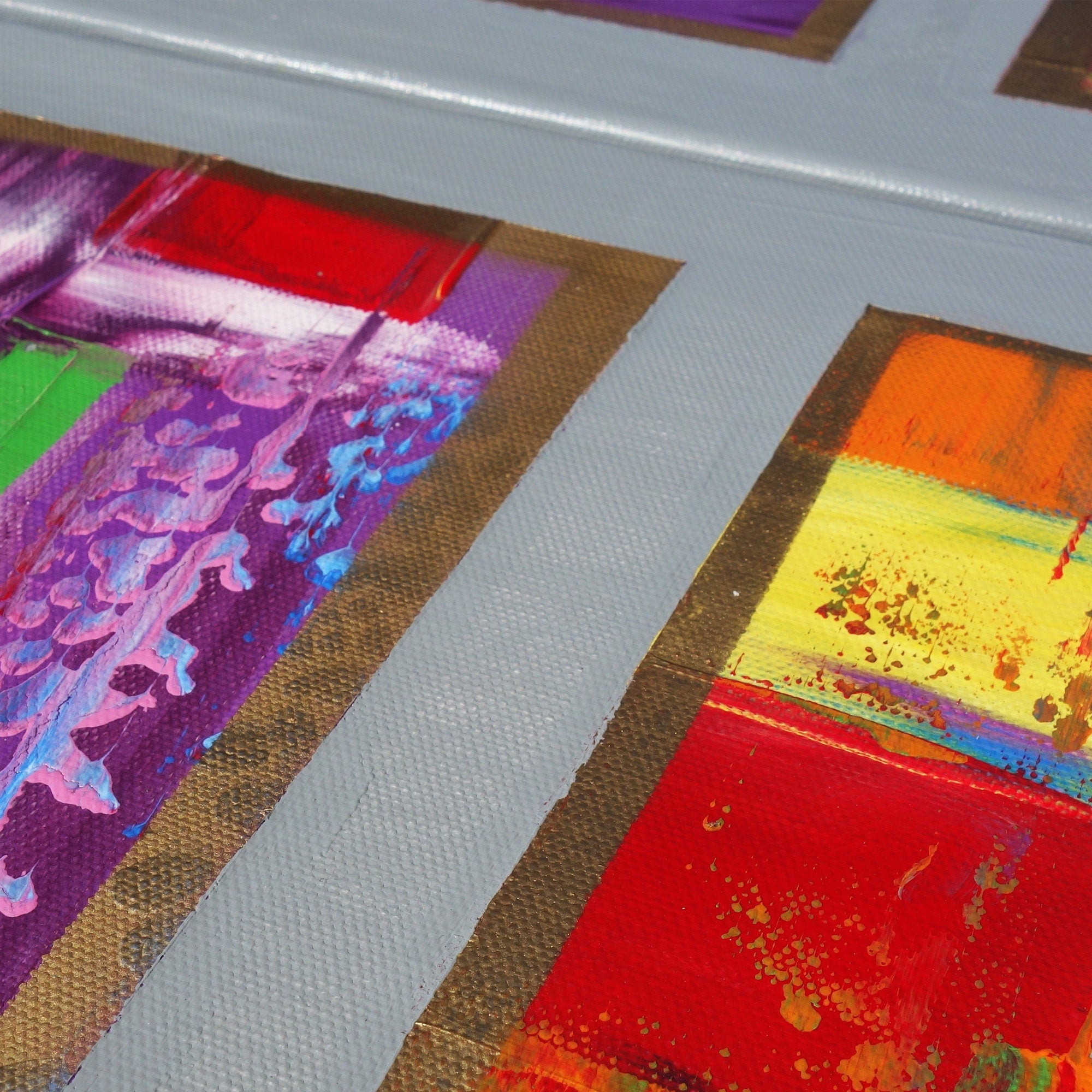 Colorful painting “Abstract A489” - Palette knife Long Diptych by Ksavera