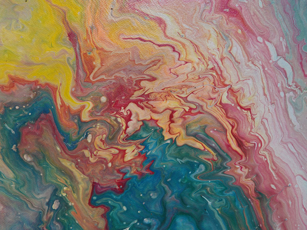 Abstract painting A1118 large pouring blue triptych by Ksavera