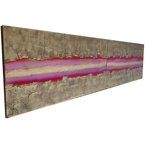 Gold Magenta Paintings “Abstract A471” - Textured Long Diptych by artist Ksavera