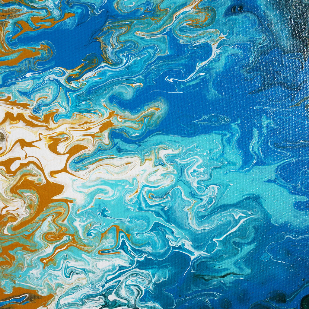 Peintures représentant le bord de mer « Abstrait A547 » - peinture ronde bleue de l'artiste Ksavera