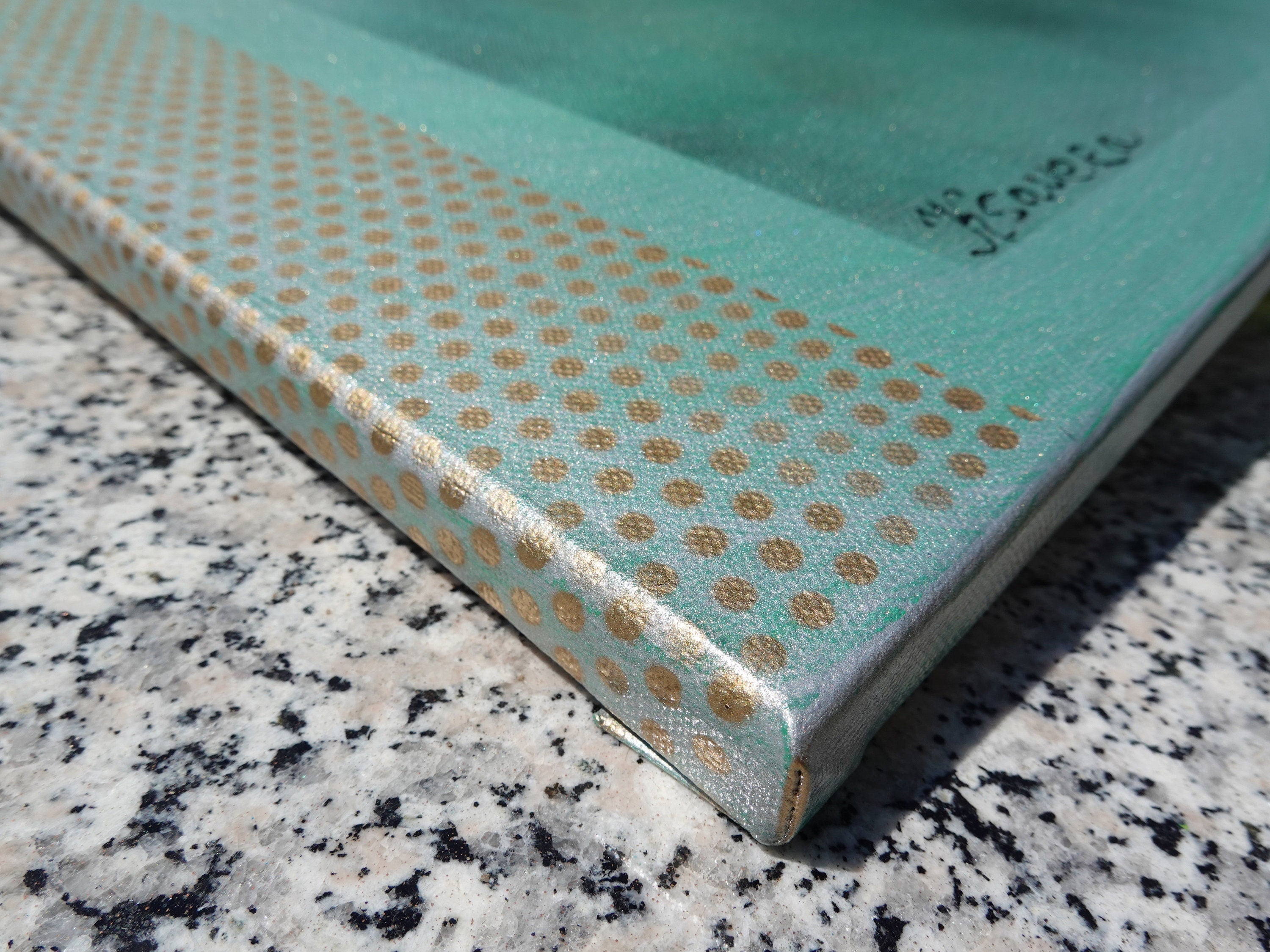 Wisteria and love birds J359 - Japanese green triptych - Large original paintings by Ksavera