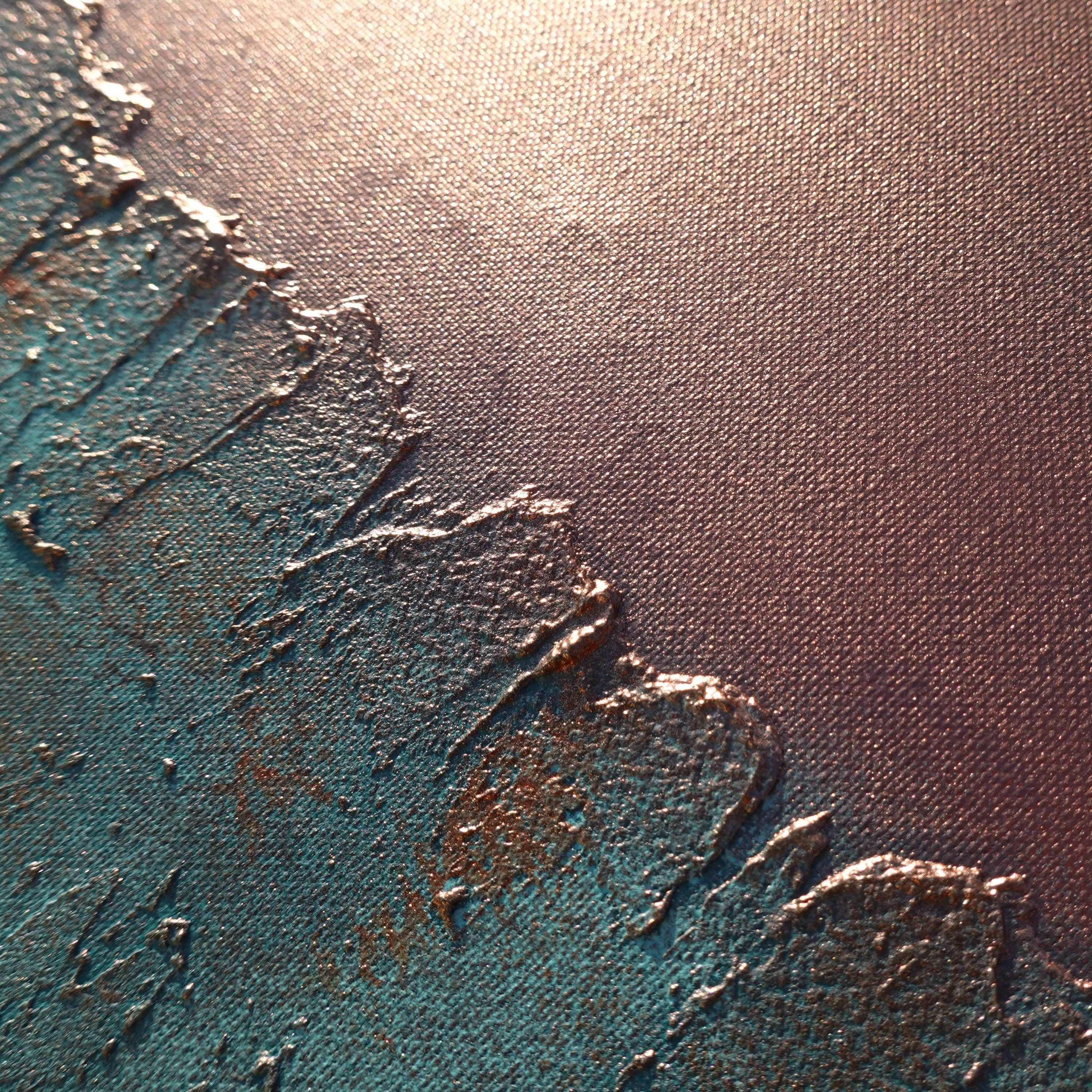 Copper patina Paintings “Abstract A1236” — Textured Long Diptych by Ksavera