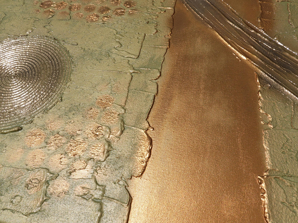 Peintures dorées « Abstrait A1220 » — Grand triptyque texturé de Ksavera