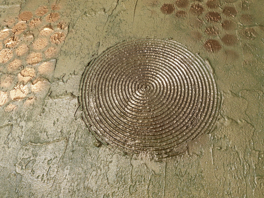 Peintures dorées « Abstrait A1220 » — Grand triptyque texturé de Ksavera