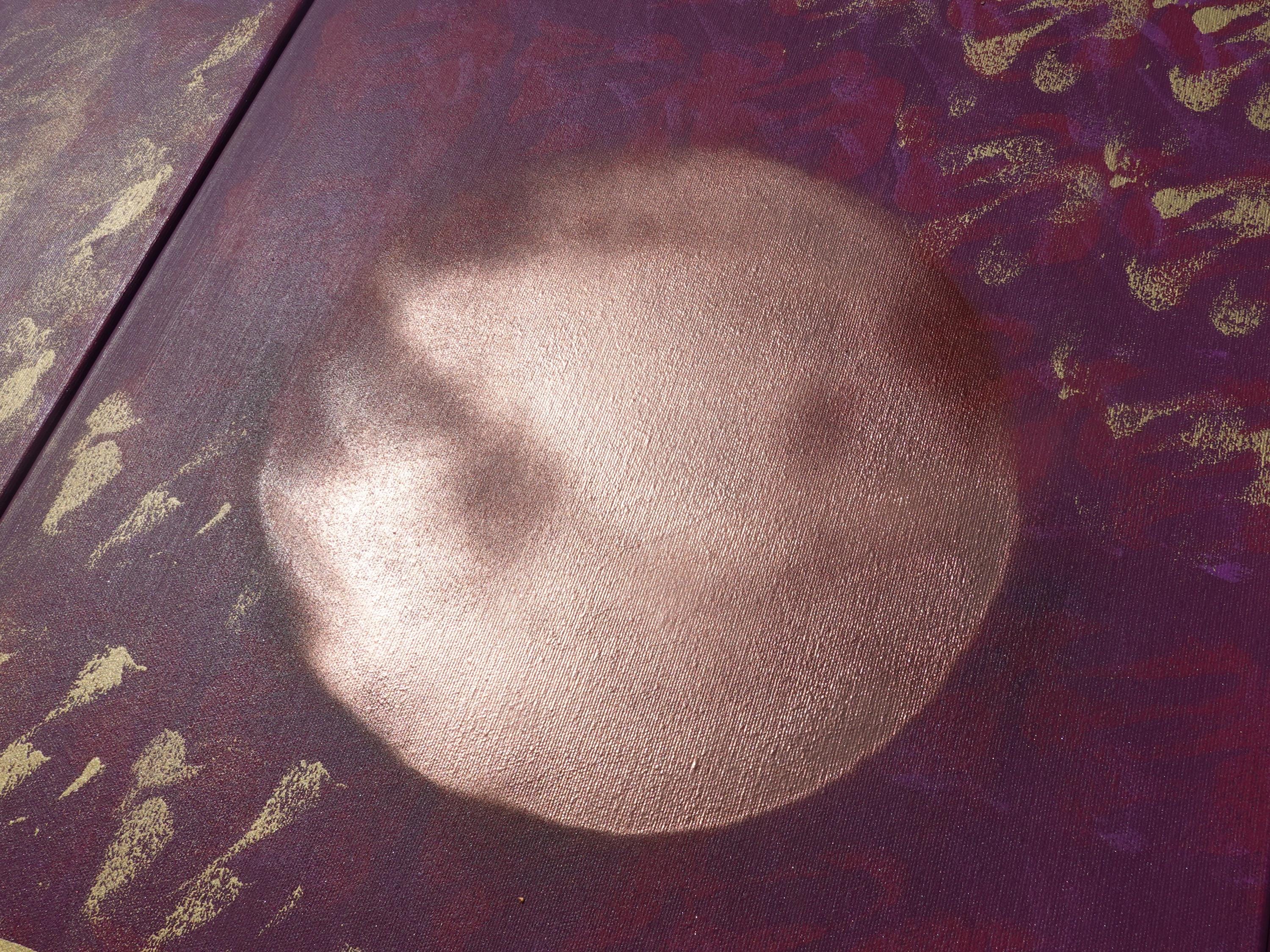 Crane J386 large Japanese purple gold triptych - original paintings by Ksavera