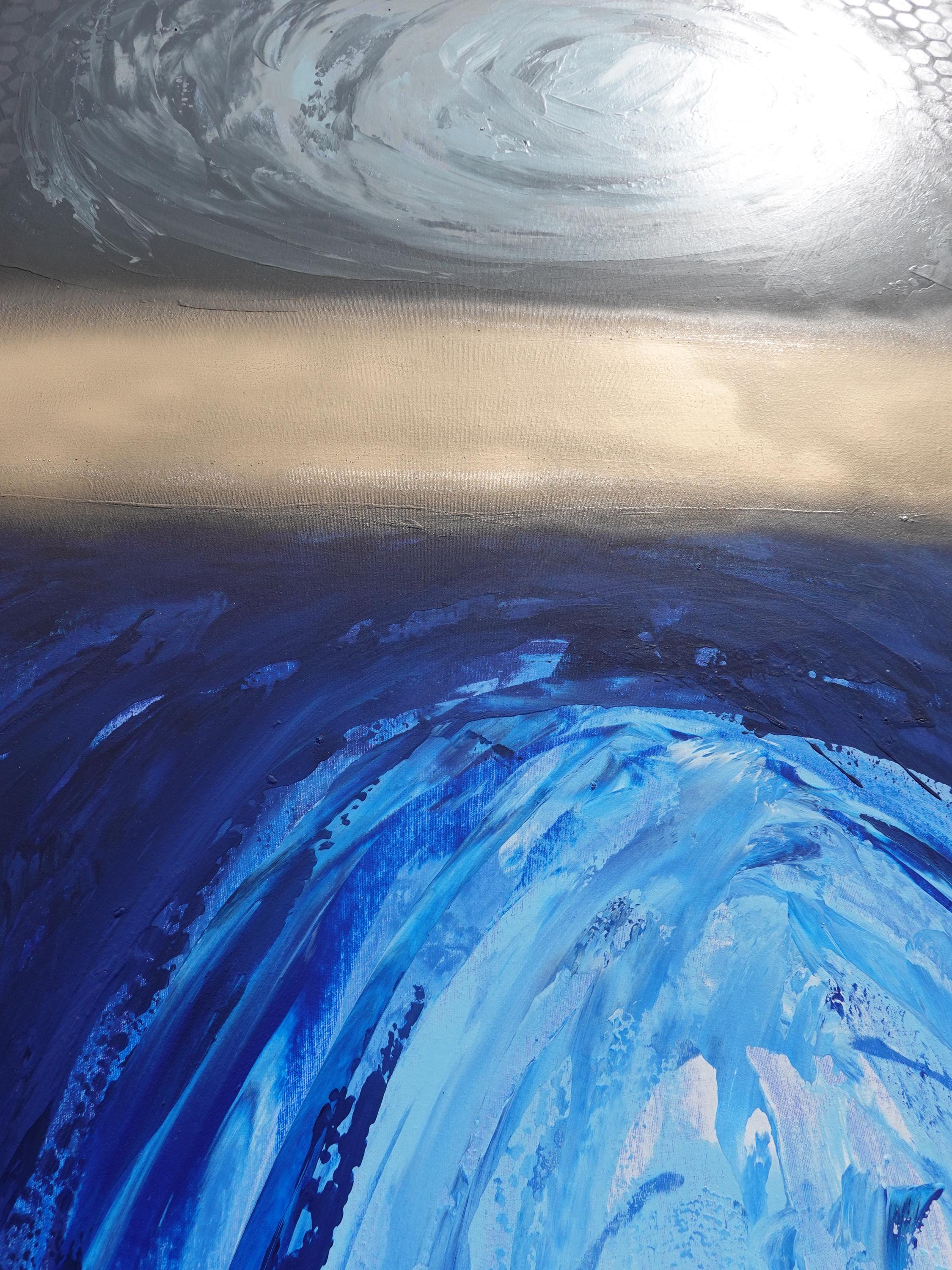 Abstract Minimalist Painting A1367 - Modern original blue gold black Wall Art by Ksavera