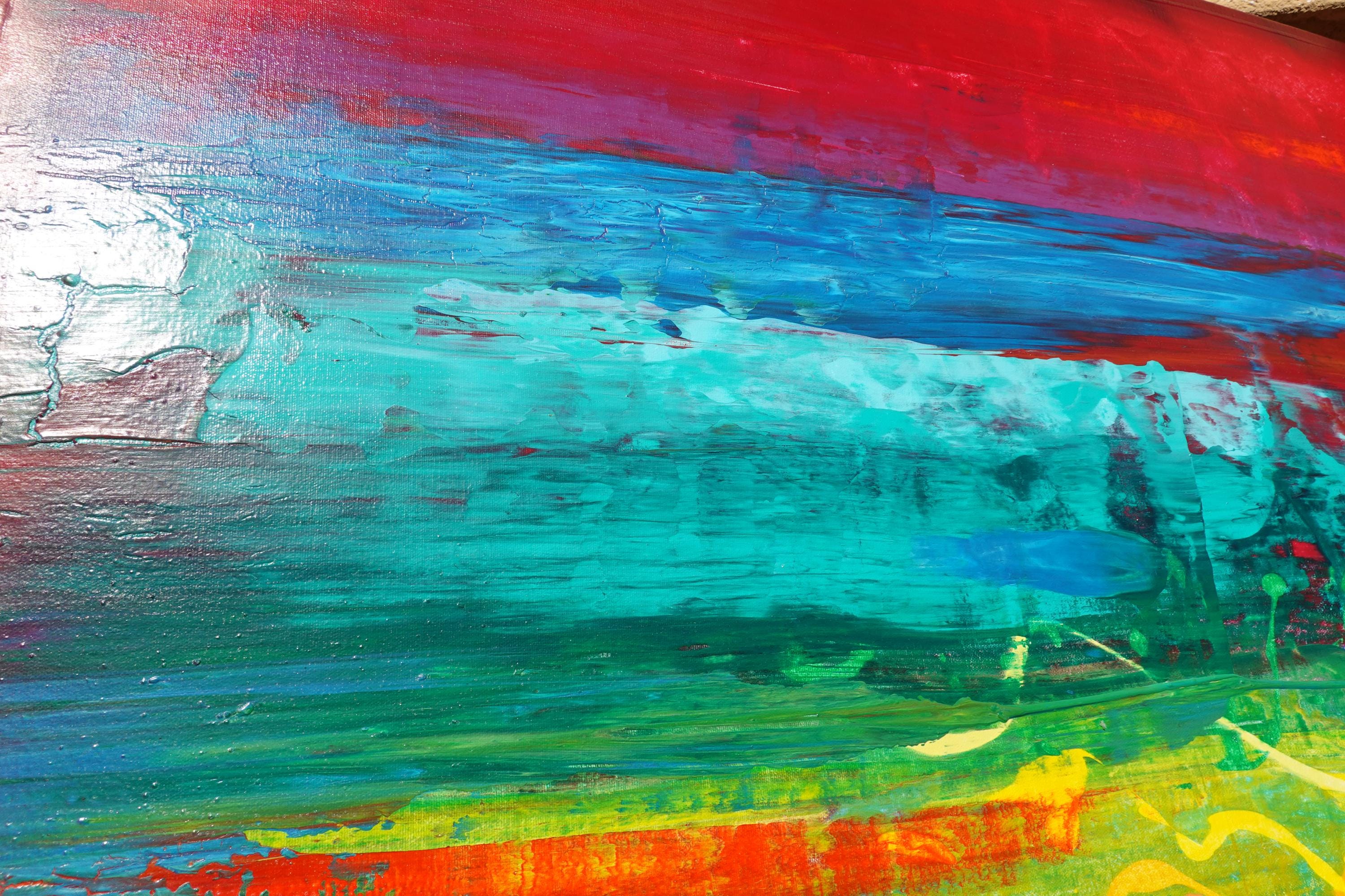 Peinture abstraite A1382 - Toile originale rouge et colorée de Ksavera