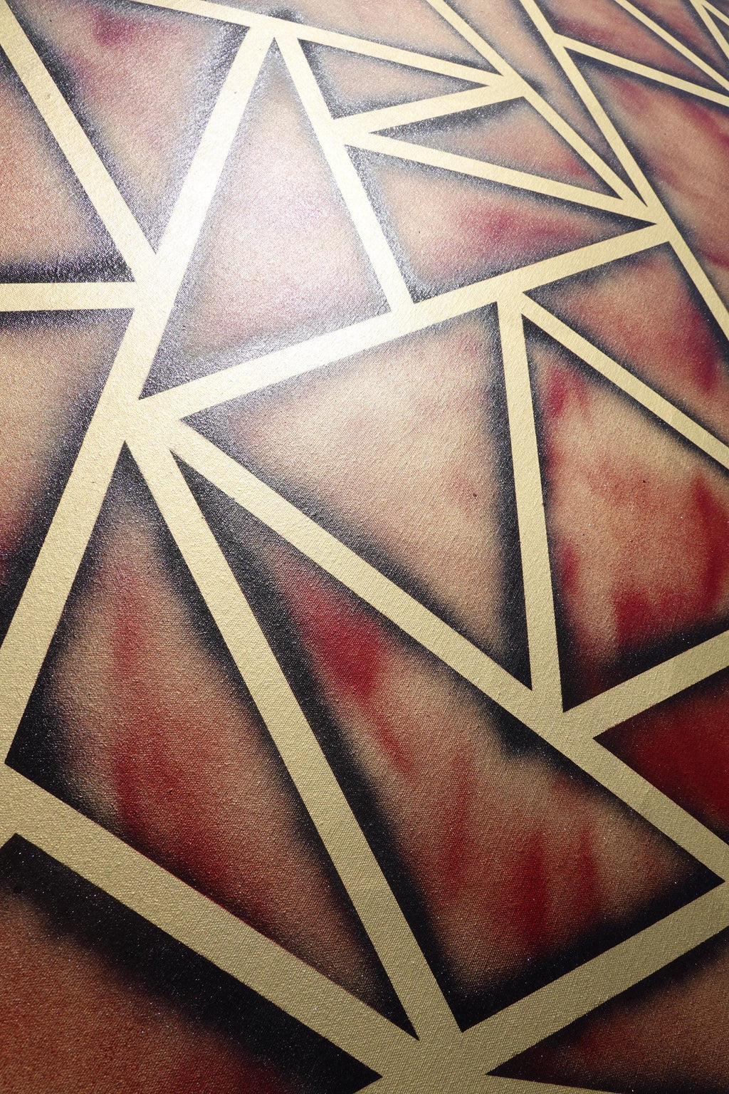 Abstract Geometric Painting A1380 - Modern Red and gold Original painting by Ksavera