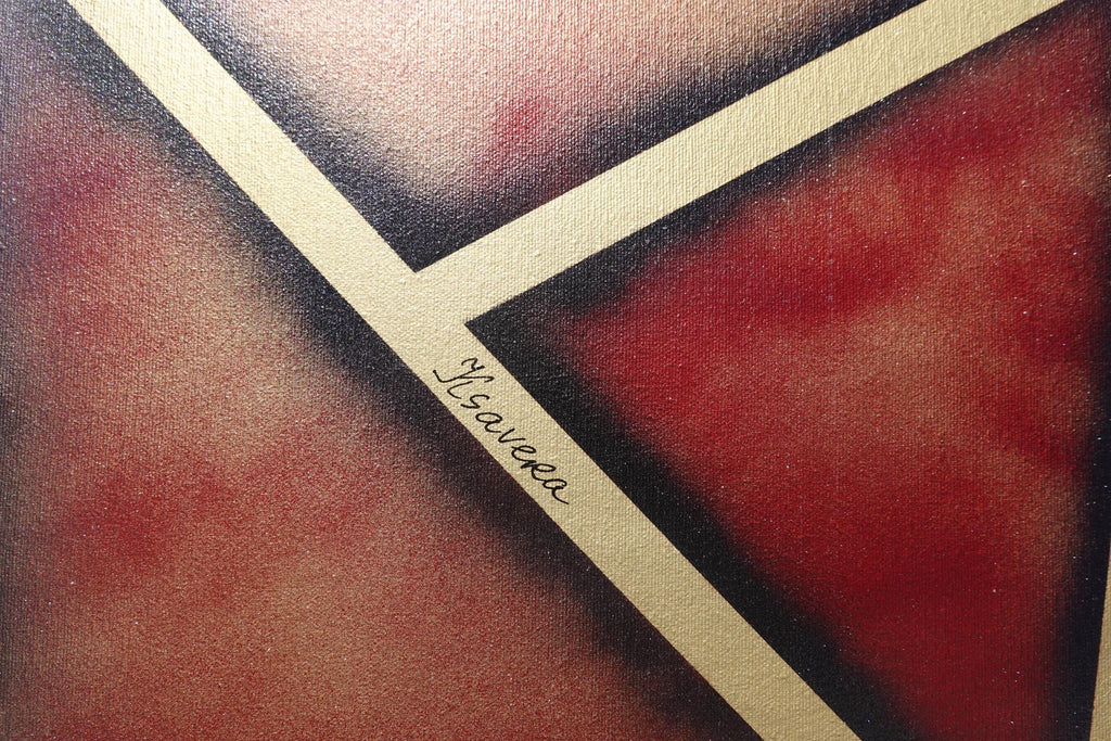 Abstract Geometric Painting A1380 - Modern Red and gold Original painting by Ksavera