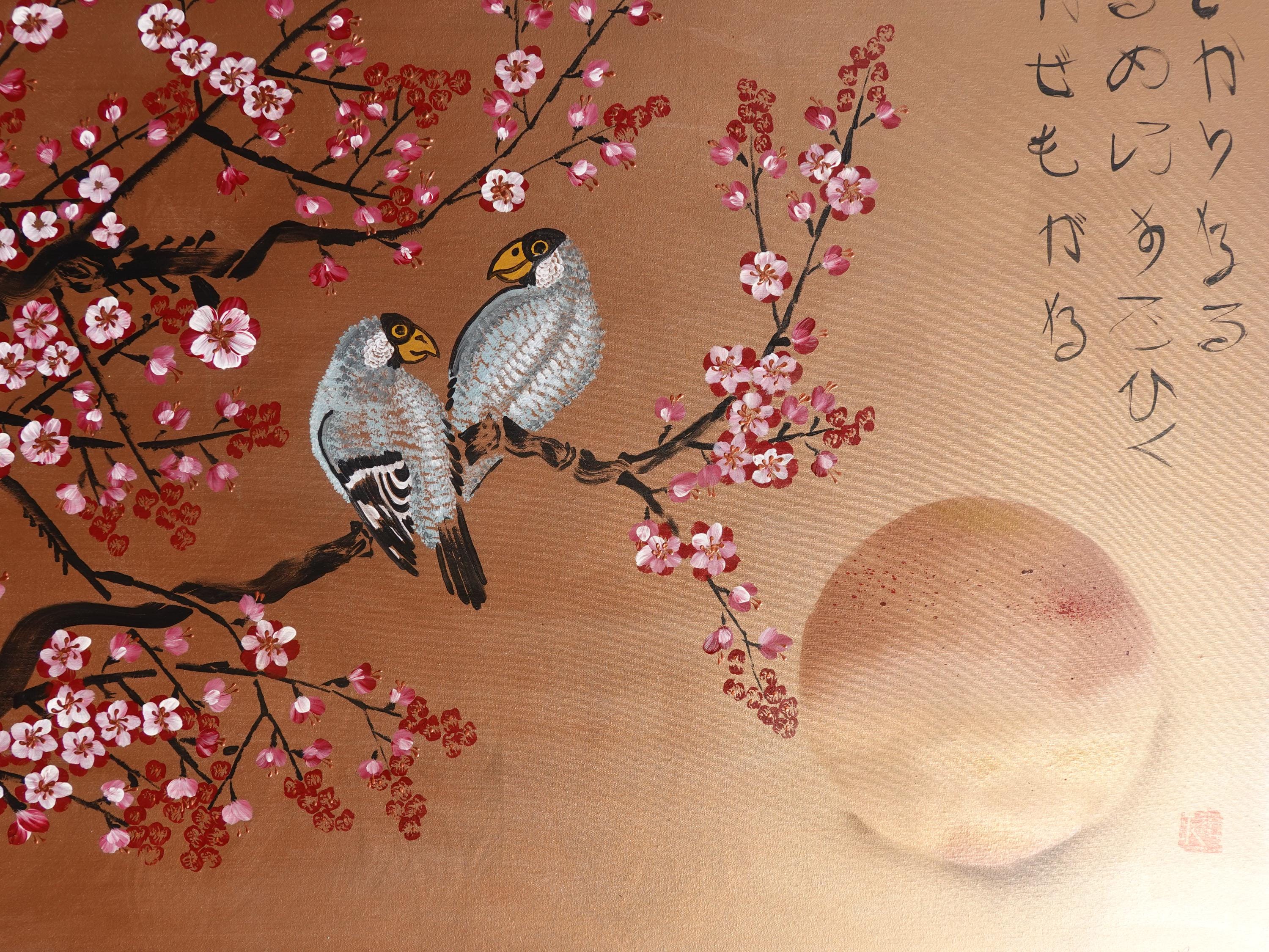 Sakura J418 extra large Japanese bronze original painting by Ksavera