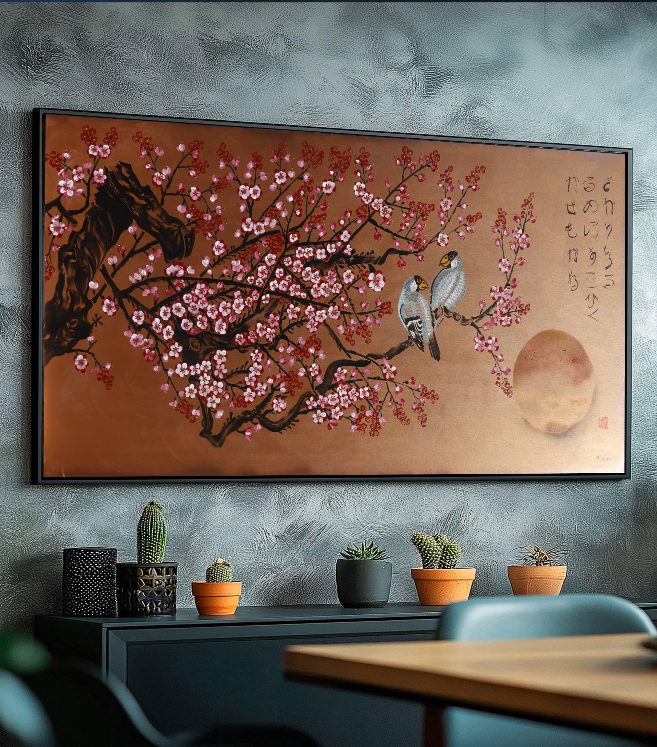 Sakura J418 extra large Japanese bronze original painting by Ksavera