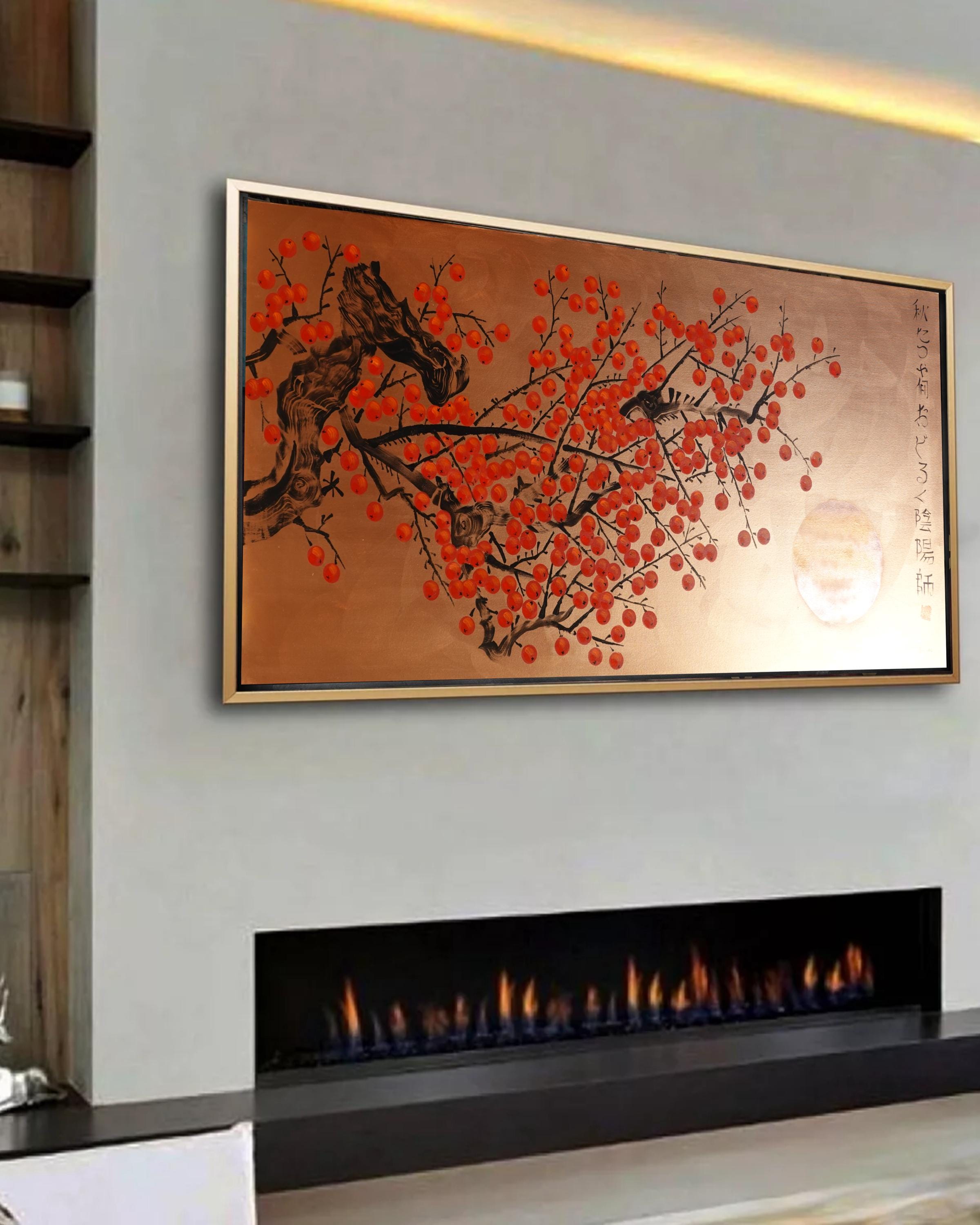 Japanese red apple tree J423 is a large-scale Japanese-inspired bronze painting
Original Acrylic Painting on unstretched canvas by artist Ksavera.
