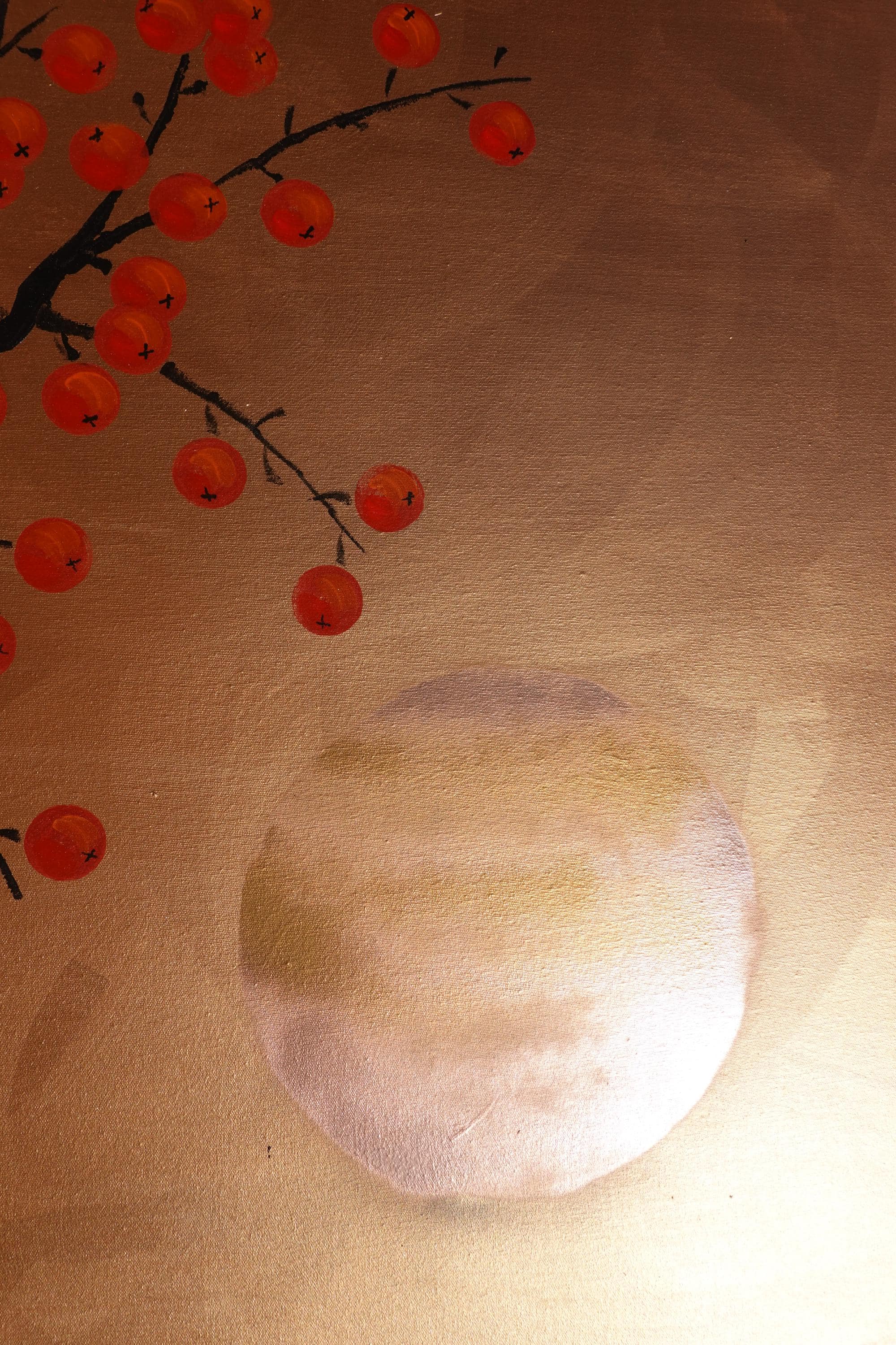 Japanese red apple tree J423 is a large-scale Japanese-inspired bronze painting
Original Acrylic Painting on unstretched canvas by artist Ksavera.