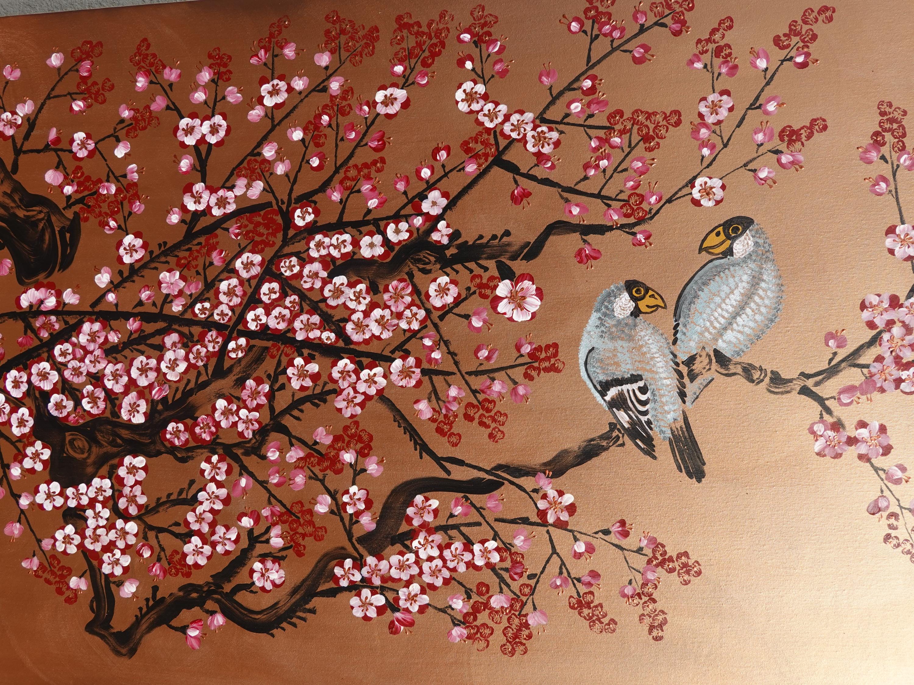 Sakura J418 extra large Japanese bronze original painting by Ksavera