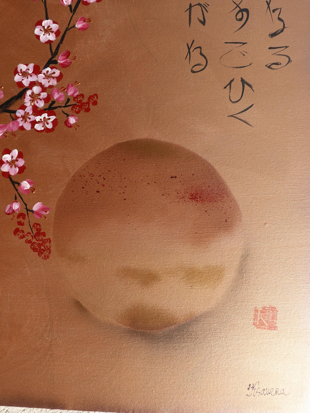 Sakura J418 extra large Japanese bronze original painting by Ksavera