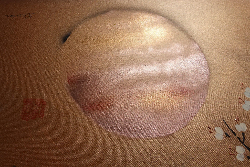 Japanese Sakura J421 is a large bronze painting - Original Acrylic Painting on unstretched canvas by artist Ksavera.