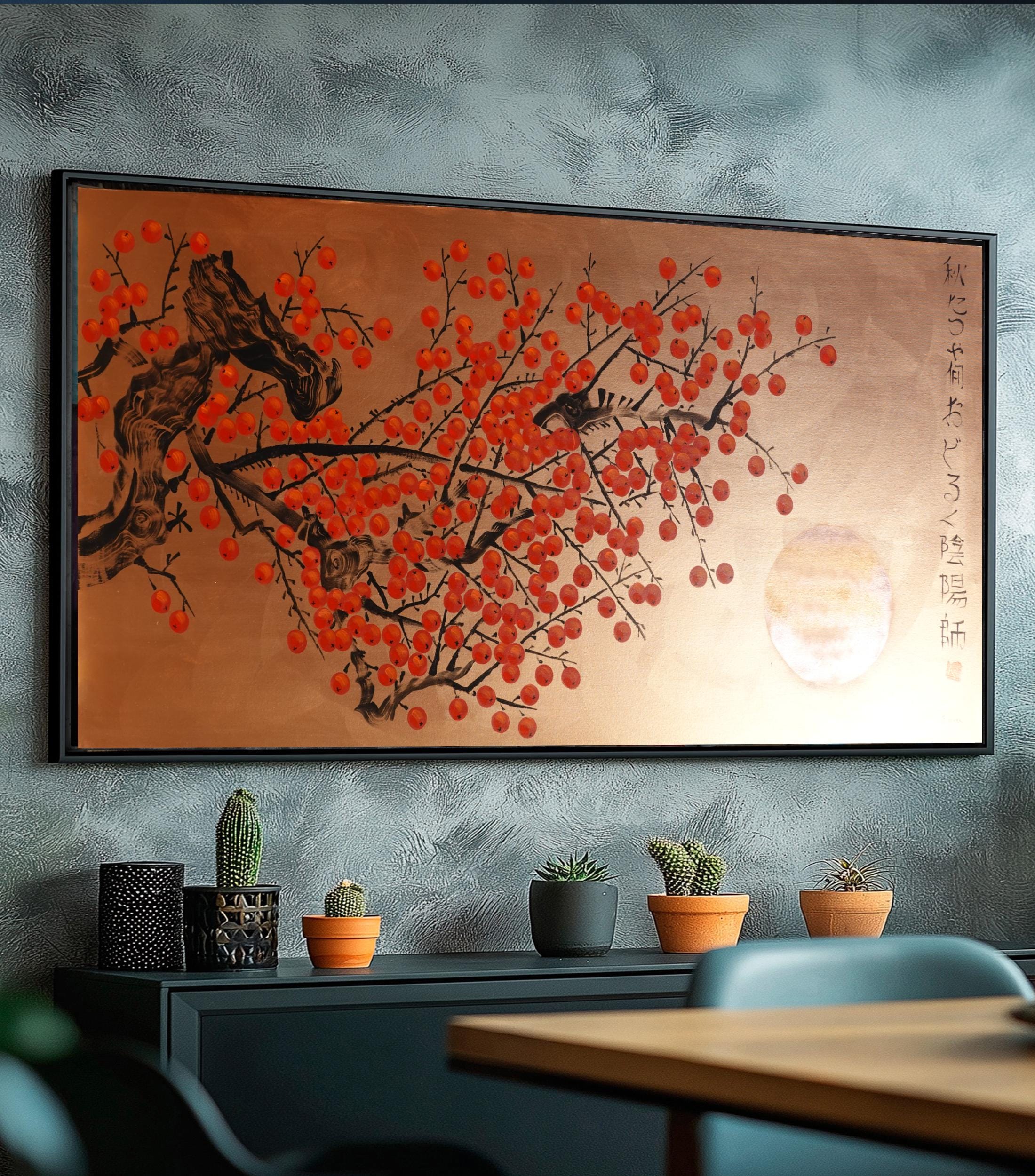 Japanese red apple tree J423 is a large-scale Japanese-inspired bronze painting
Original Acrylic Painting on unstretched canvas by artist Ksavera.