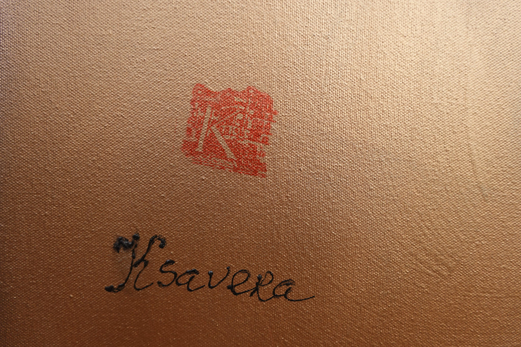 Bird and Sakura J429 is a large Japanese bronze Original Acrylic Painting on unstretched canvas by artist Ksavera.