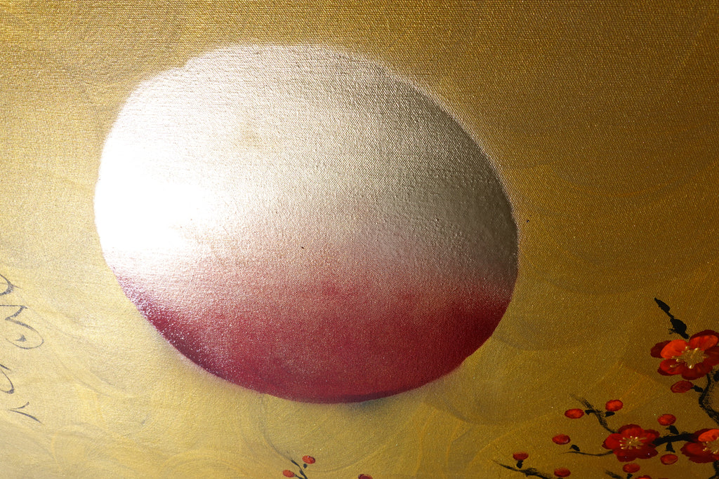 Red Sakura J475 — gold Japanese Painting | Large Acrylic on Canvas | Ksavera