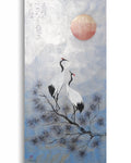 Cranes J498 — silver blue Japanese Painting | Large Acrylic on Canvas | Ksavera
