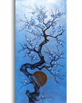 Cherry blossoms J517 — blue Japanese Painting | Large Acrylic on Canvas | Ksavera