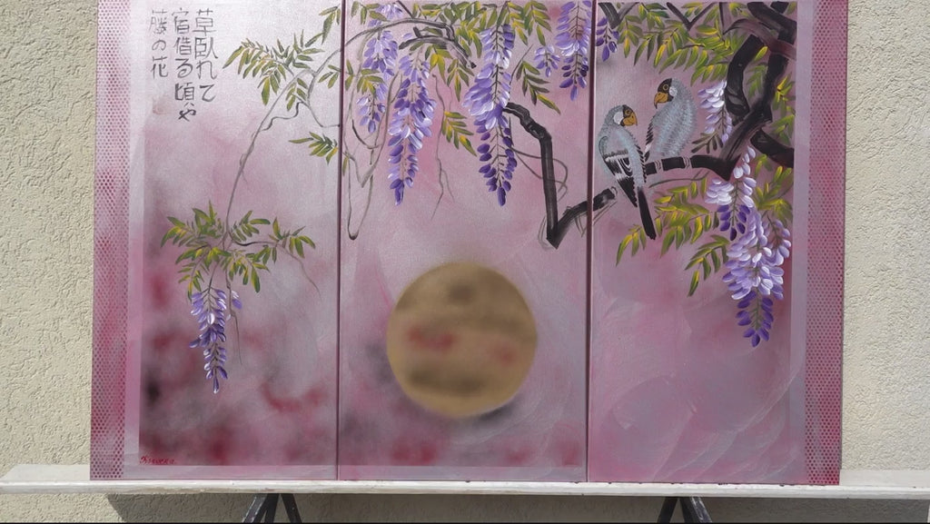 Video of original acrylic triptych painting on canvas by Ksavera