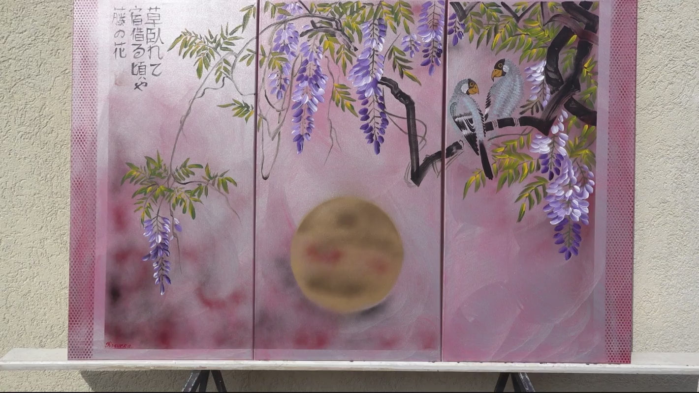 Video of original acrylic triptych painting on canvas by Ksavera