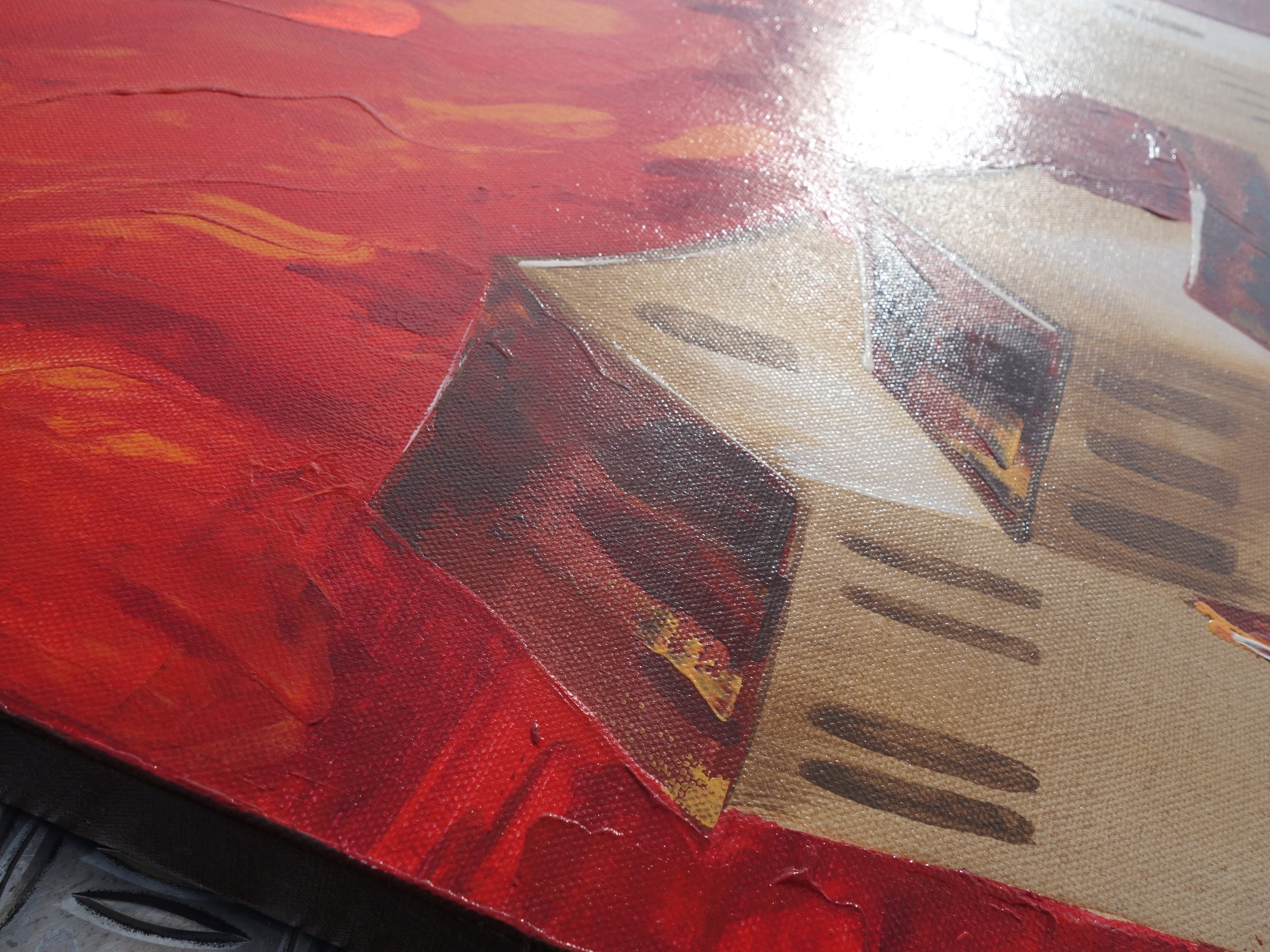 Old town Dolce Acqua S038 large orange original paintings by Ksavera